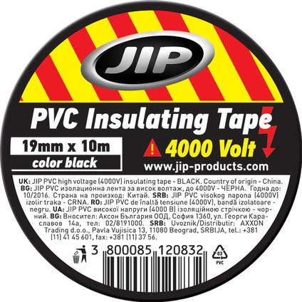 JIP ИЗОЛИРБАНД PVC 10 m/19 mm ЧЕРЕН JIP ИЗОЛИРБАНД PVC 10 m/19 mm ЧЕРЕН
