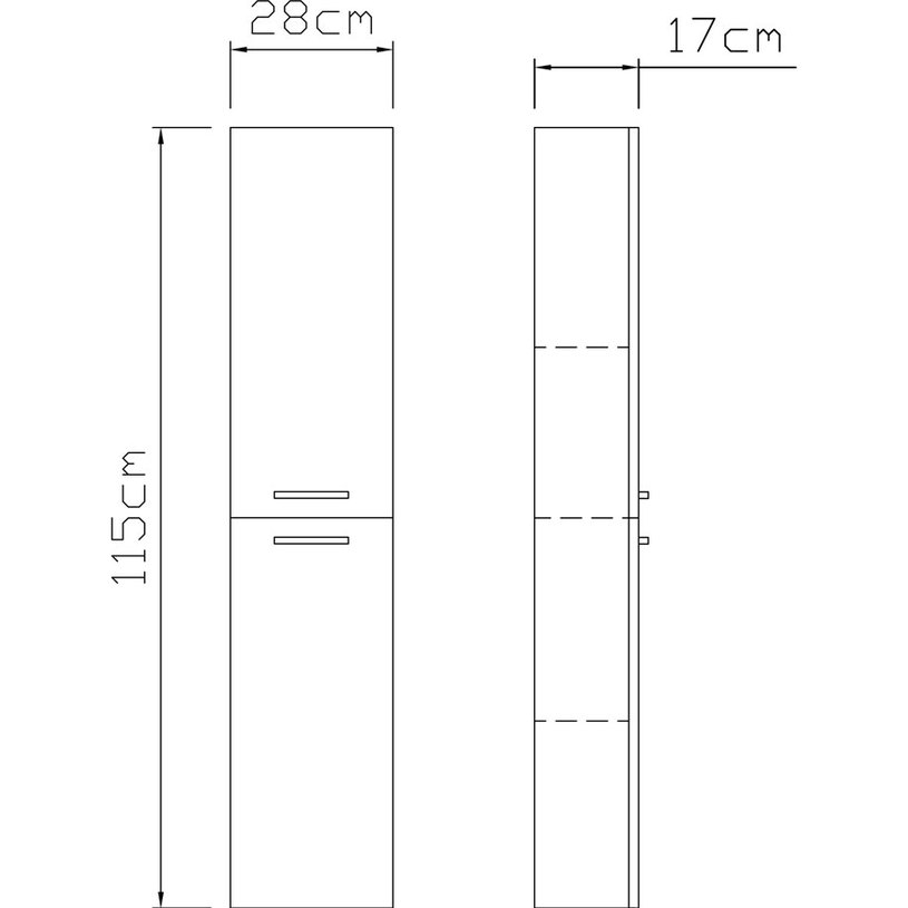 Висяща колона-баня PVC,2врати 28х115х16