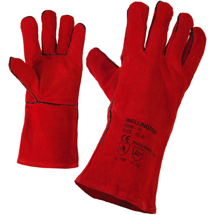 Ръкавици WELLINGTON цепена кожа червени