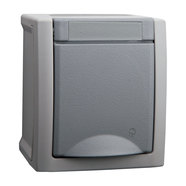 Контакт Шуко единичен сив IP54 Pacific Контакт Шуко единичен сив IP54 Pacific