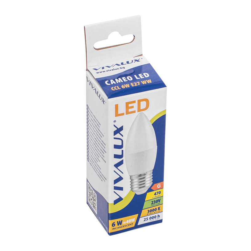 *LED кр E27 6W 470Lm 3000K свещ VIVA *LED кр E27 6W 470Lm 3000K свещ VIVA