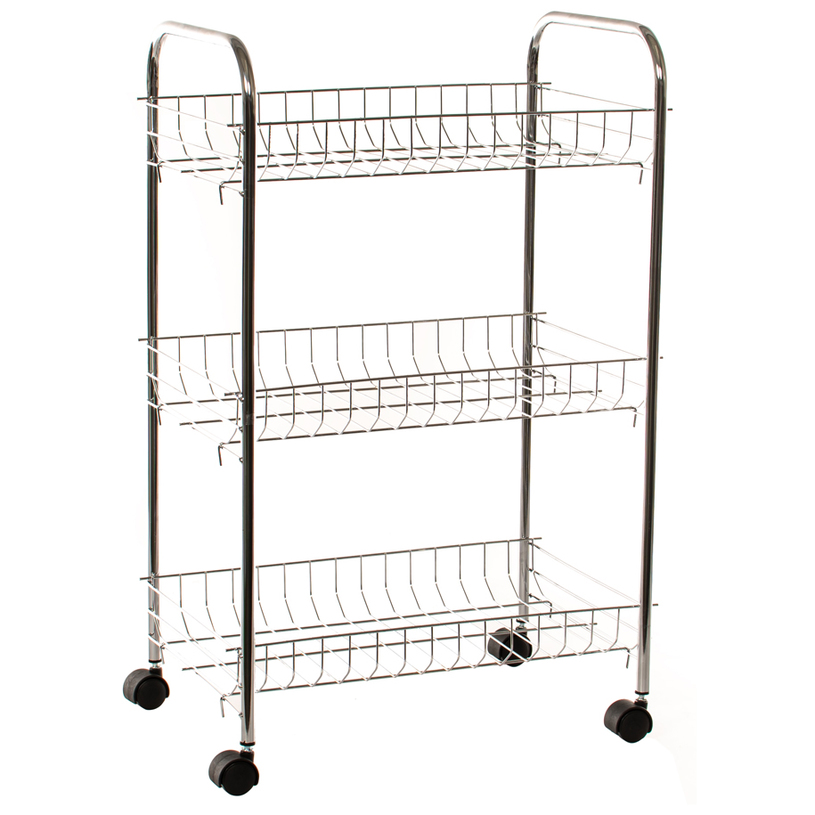 СТЕЛАЖ НА КОЛЕЛА 3 НИВА INOX LUX СТЕЛАЖ НА КОЛЕЛА 3 НИВА INOX LUX