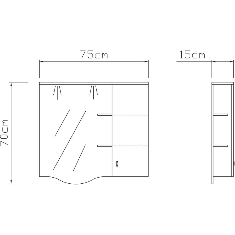 Електра с огледало 75 см, десен ^2 Електра с огледало 75 см, десен ^2