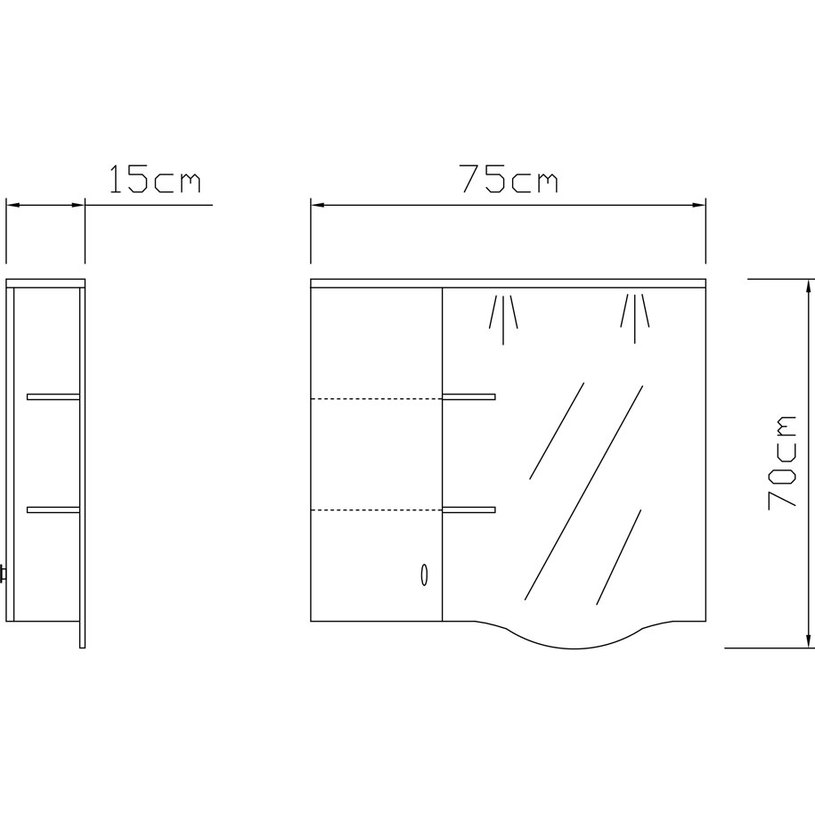 Електра с огледало 75 см, ляв ^2 Електра с огледало 75 см, ляв ^2