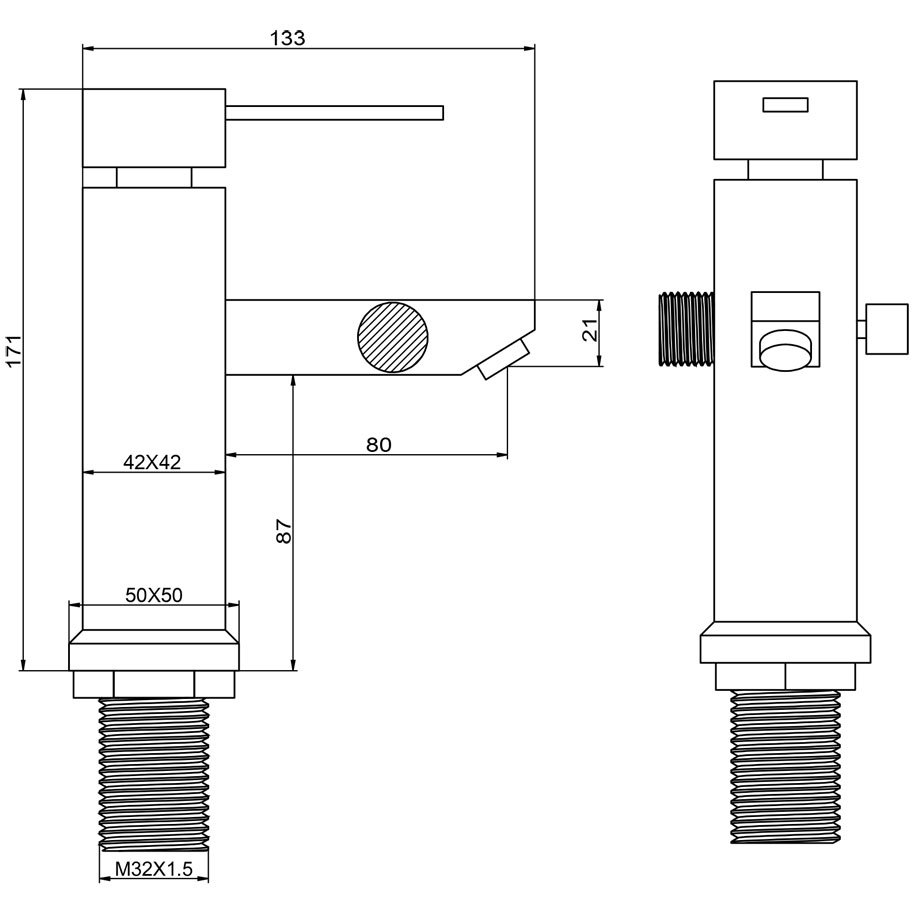 INTER CERAMIC KUATRO Single-Lever Mixer Tap, Deck-Mounted