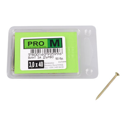 PRO M винт за дърво 3,0 х 40/50бр. PRO M винт за дърво 3,0 х 40/50бр.