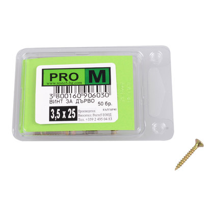 PRO M винт за дърво 3,5 х 25/50бр. PRO M винт за дърво 3,5 х 25/50бр.