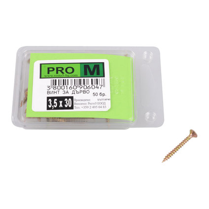 PRO M винт за дърво 3,5 х 30/50бр. PRO M винт за дърво 3,5 х 30/50бр.