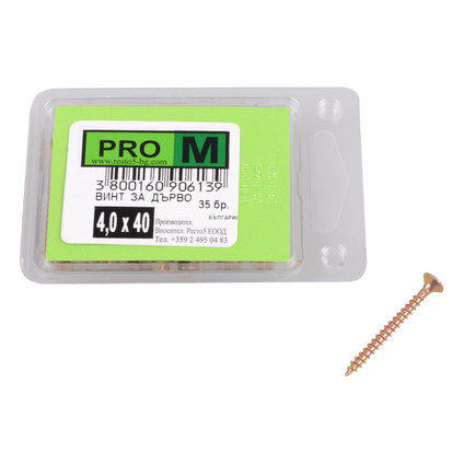 PRO M винт за дърво 4,0 х 40/35бр. PRO M винт за дърво 4,0 х 40/35бр.