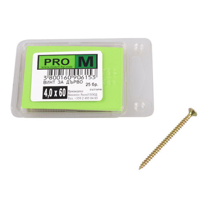 PRO M винт за дърво 4,0 х 60/25бр. PRO M винт за дърво 4,0 х 60/25бр.