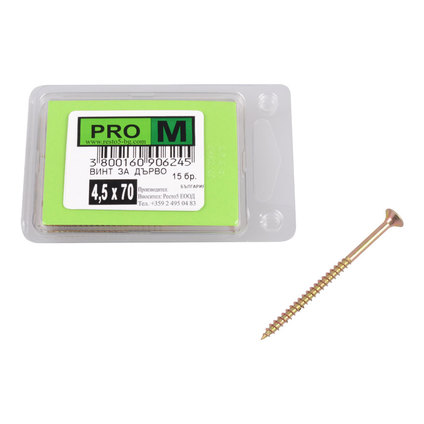 PRO M винт за дърво 4,5 х 70/15бр. PRO M винт за дърво 4,5 х 70/15бр.