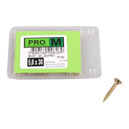 PRO M винт за дърво 5,0 х 30/30бр. PRO M винт за дърво 5,0 х 30/30бр.