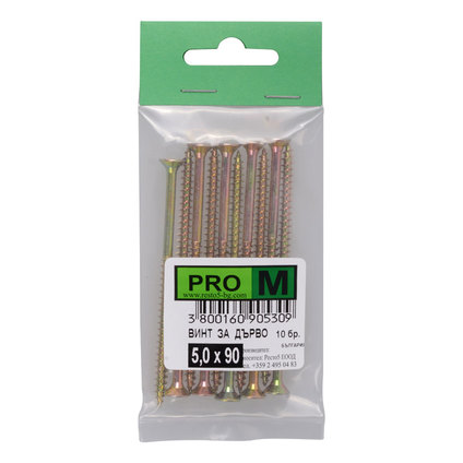 PRO M винт за дърво 5,0 х 90/10бр. PRO M винт за дърво 5,0 х 90/10бр.