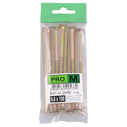 PRO M винт за дърво 6.0 х 120/10бр. PRO M винт за дърво 6.0 х 120/10бр.