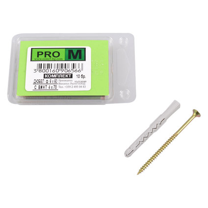 PRO M дюбел 6х60 с винт 4.0х70/10 бр. PRO M дюбел 6х60 с винт 4.0х70/10 бр.