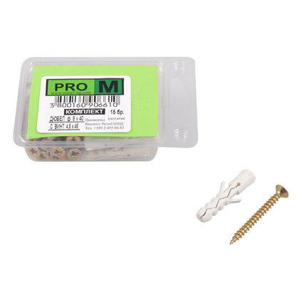 PRO M дюбел 8х40 с винт 4.5х45/15 бр. PRO M дюбел 8х40 с винт 4.5х45/15 бр.