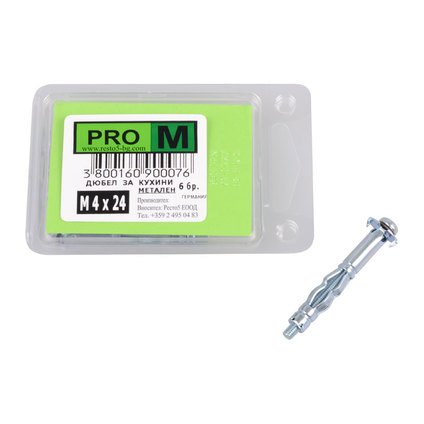 PRO M дюбел за кухини мет. М 4х24/6бр. PRO M дюбел за кухини мет. М 4х24/6бр.