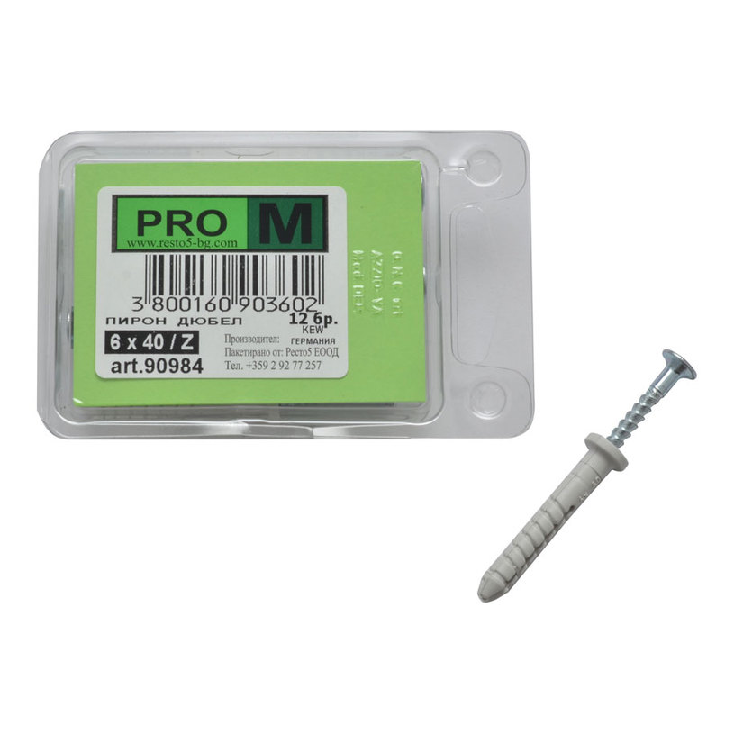 PRO M пирон дюбел 6 х 40 Z / 12бр. PRO M пирон дюбел 6 х 40 Z / 12бр.