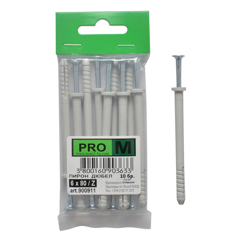 PRO M пирон дюбел 6 х 80 Z / 10бр. PRO M пирон дюбел 6 х 80 Z / 10бр.