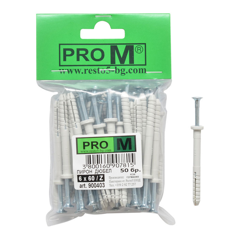 PRO M пирон дюбел 6 х 60 Z / 50бр. PRO M пирон дюбел 6 х 60 Z / 50бр.
