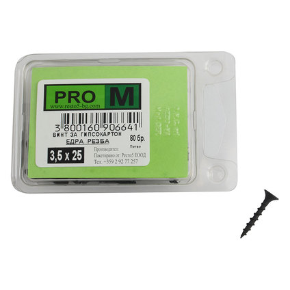 PRO M винт за ГК едра резба 3,5х25/80бр. PRO M винт за ГК едра резба 3,5х25/80бр.