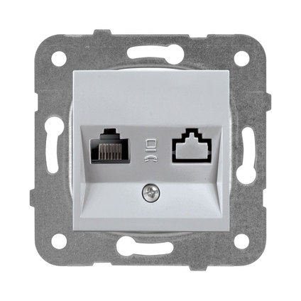 Роз к мех сива RJ45 Cat.5e IP20 Karre+ Роз к мех сива RJ45 Cat.5e IP20 Karre+
