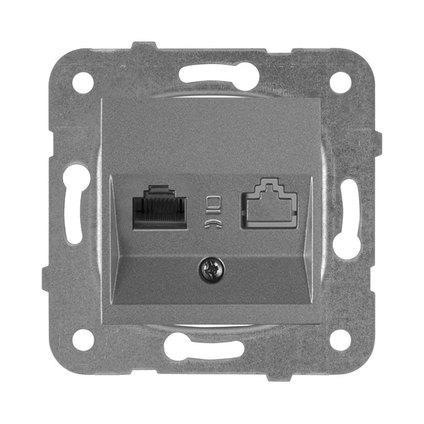 Роз к мех т.сива RJ45 Cat.5e IP20 Karre+ Роз к мех т.сива RJ45 Cat.5e IP20 Karre+