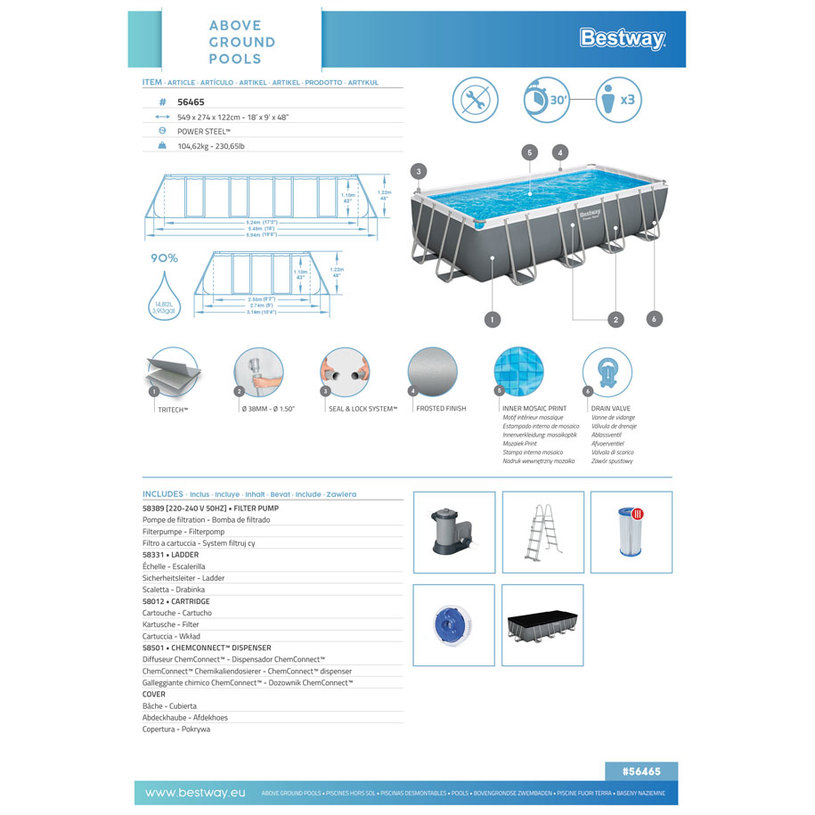 БАСЕЙН 549X274X122 ФИЛ BESTW 56465 P.ST@ БАСЕЙН 549X274X122 ФИЛ BESTW 56465 P.ST@