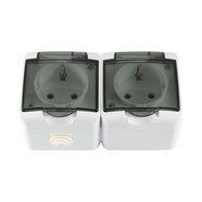 КОНТАКТ IP44 ДВОЕН БЯЛ/ПРОЗРAЧЕН КАПАК MELOPLAM TONI КОНТАКТ IP44 ДВОЕН БЯЛ/ПРОЗРAЧЕН КАПАК MELOPLAM TONI