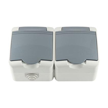 КОНТАКТ IP44 ДВОЕН СИВ КОНТАКТ IP44 ДВОЕН СИВ