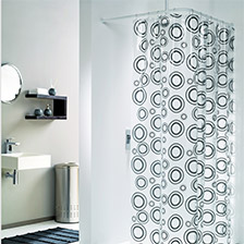 Curtains and curtain rods for bathroom