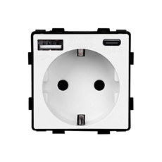 КОНТАКТ С USB-A+C И ДЗ МЕХ. БЯЛ LUXON КОНТАКТ С USB-A+C И ДЗ МЕХ. БЯЛ LUXON