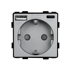 КОНТАКТ С USB-A+C И ДЗ МЕХ. СИВ LUXON КОНТАКТ С USB-A+C И ДЗ МЕХ. СИВ LUXON