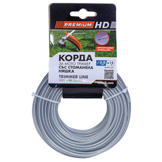 КОРДА ЗА ТРИМЕР КРЪГЛА СЪС СТОМАНЕНА НИШКА PREMIUM-HD 3 ММ-15 М КОРДА ЗА ТРИМЕР КРЪГЛА СЪС СТОМАНЕНА НИШКА PREMIUM-HD 3 ММ-15 М