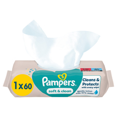 МОКРИ КЪРПИ PAMPERS SOFT&CLEAN 60 БРОЯ МОКРИ КЪРПИ PAMPERS SOFT&CLEAN 60 БРОЯ