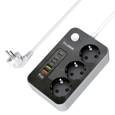 РАЗКЛОНИТЕЛ LAVAR 3 ГН. USB-A+C ЧЕРЕН РАЗКЛОНИТЕЛ LAVAR 3 ГН. USB-A+C ЧЕРЕН