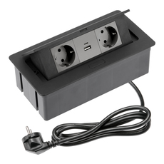 РАЗКЛОНИТЕЛ ЗА ВГРАЖДАНЕ 2 И USB A+C С КАБЕЛ 1.5M ЧЕРЕН GTV SOFT РАЗКЛОНИТЕЛ ЗА ВГРАЖДАНЕ 2 И USB A+C С КАБЕЛ 1.5M ЧЕРЕН GTV SOFT