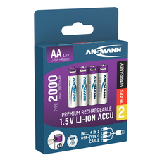 АКУМУЛАТОРНИ БАТЕРИИ ANSMANN 5434 2000MAH USB-C 4БР АКУМУЛАТОРНИ БАТЕРИИ ANSMANN 5434 2000MAH USB-C 4БР