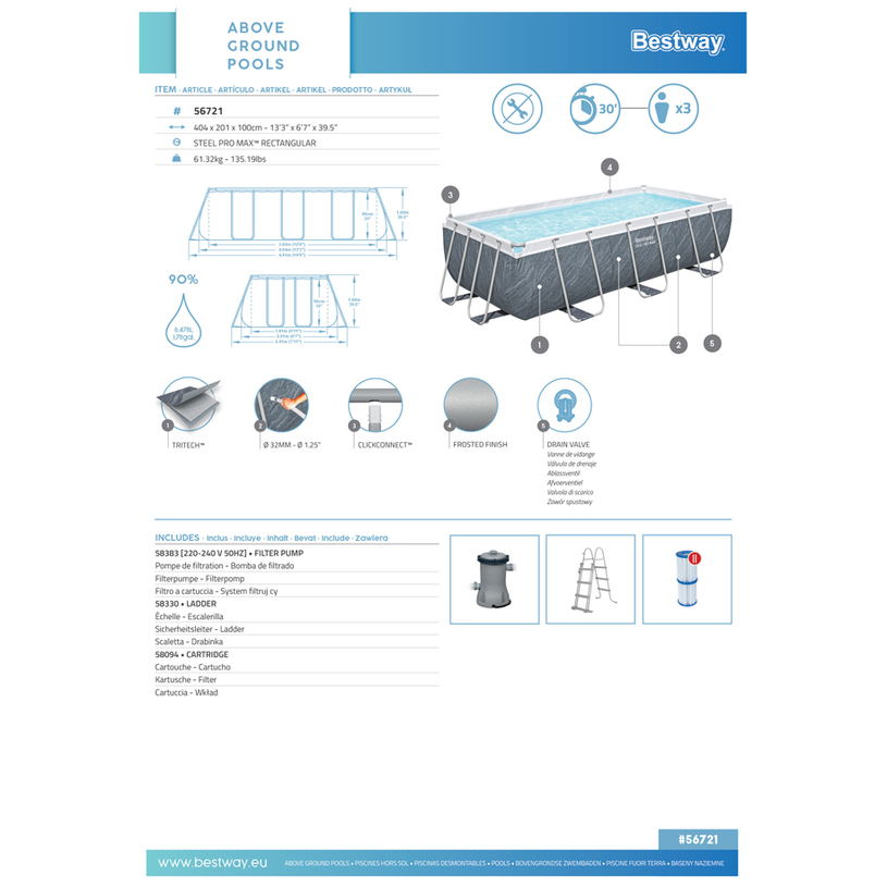 БАСЕЙН 404x201x100 ФИЛ BEST 56721 P ST @ БАСЕЙН 404x201x100 ФИЛ BEST 56721 P ST @
