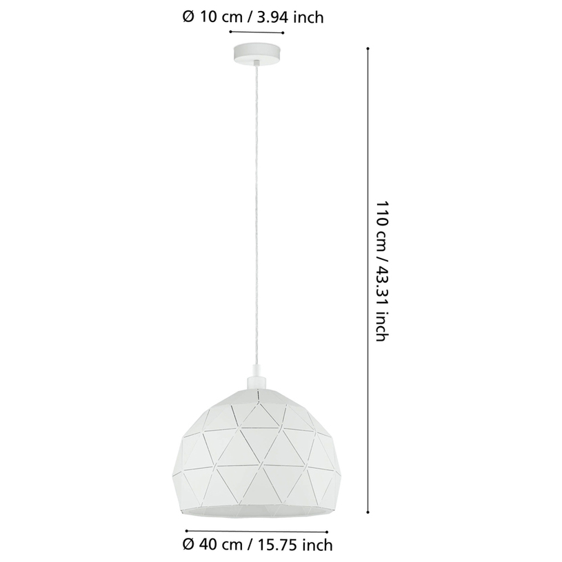 ПЕНДЕЛ ROCCAFORTE E27 БЯЛ Ф40CM@ ПЕНДЕЛ ROCCAFORTE E27 БЯЛ Ф40CM@