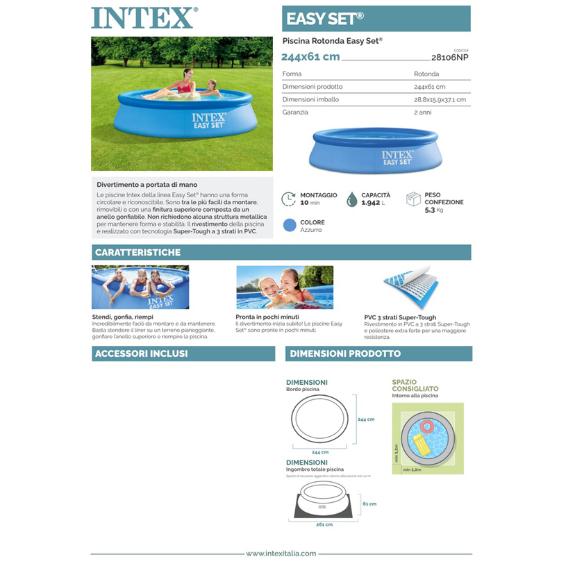 БАСЕЙН 244x61cm 28106 EASY SET БАСЕЙН 244x61cm 28106 EASY SET