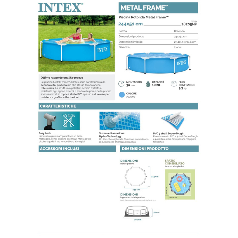 БАСЕЙН МЕТ РАМКА 244x51 28205NP БАСЕЙН МЕТ РАМКА 244x51 28205NP
