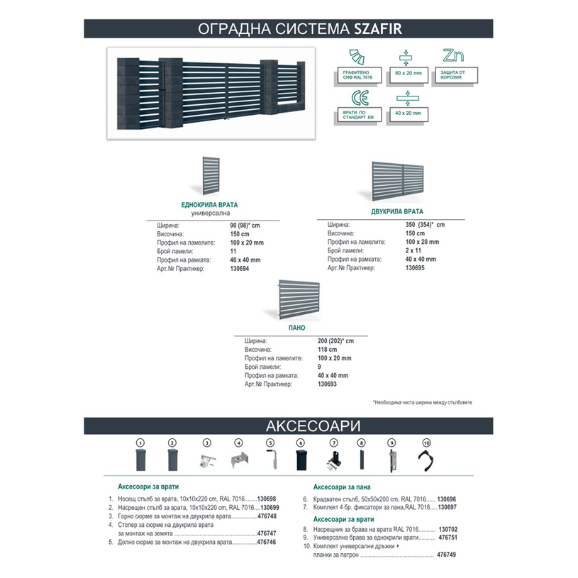 #ОГРАДНО ПАНО SZAFIR 1.2x2м #ОГРАДНО ПАНО SZAFIR 1.2x2м