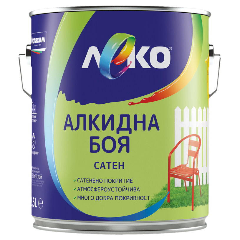 LEKO АЛКИДНА БОЯ САТЕН БЯЛ 2.5 L LEKO АЛКИДНА БОЯ САТЕН БЯЛ 2.5 L