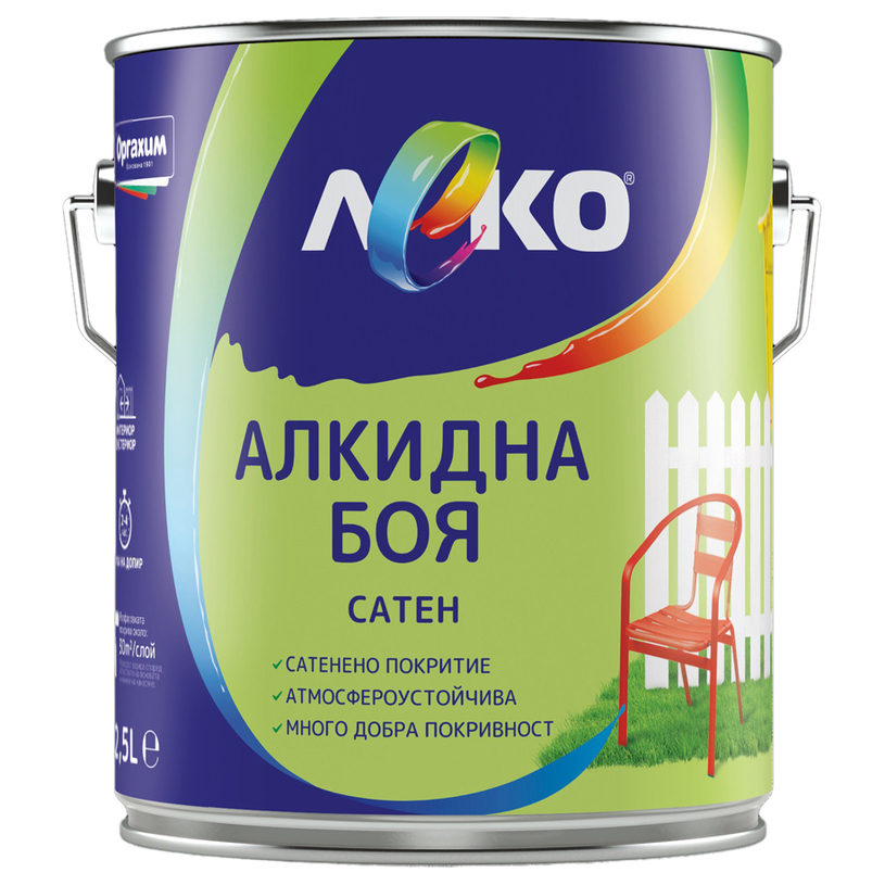 LEKO АЛКИДНА БОЯ САТЕН ЧЕРВЕН 2.5 L LEKO АЛКИДНА БОЯ САТЕН ЧЕРВЕН 2.5 L