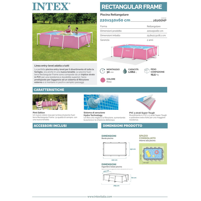 БАСЕЙН МЕТ РАМКА 220x150x60cm 28266NP PK БАСЕЙН МЕТ РАМКА 220x150x60cm 28266NP PK
