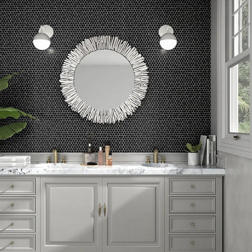 #МОЗАЙКА HEXAGON BLACK MATT 26X30 #МОЗАЙКА HEXAGON BLACK MATT 26X30