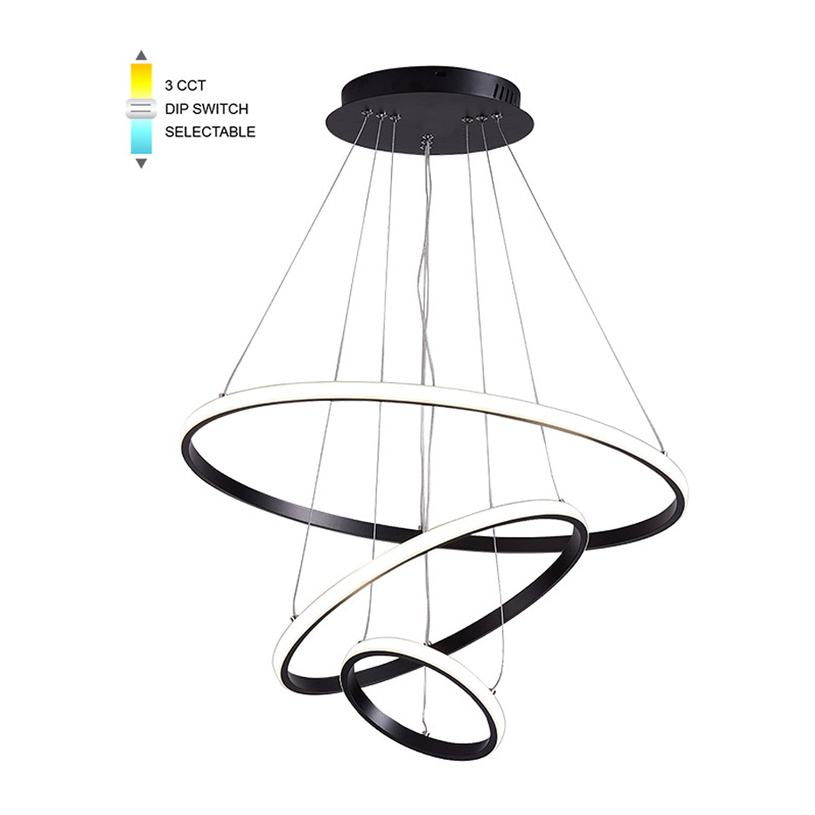 LED ПЕНДЕЛ 3 ПРЪСТЕНА 56W 3-6K ЧЕРЕН^ LED ПЕНДЕЛ 3 ПРЪСТЕНА 56W 3-6K ЧЕРЕН^