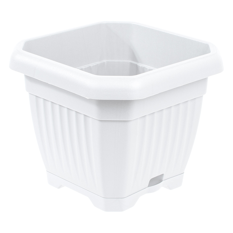 Саксия с подложка, GAIA, 20 см, бяла Саксия с подложка, GAIA, 20 см, бяла