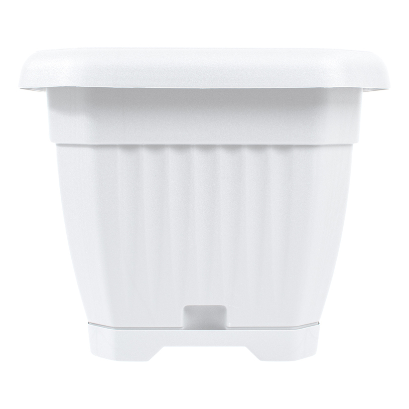 Саксия с подложка, GAIA, 20 см, бяла Саксия с подложка, GAIA, 20 см, бяла